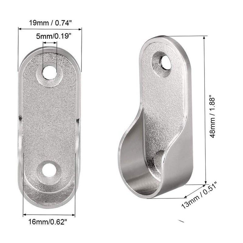 Eyech 40pcs Zinc Alloy Hardware Oval Closet Rod End Supports 16mm x 30mm Wardrobe Flange Bracket Holder - Image 3